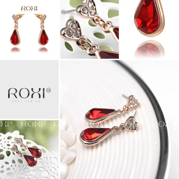 18K Gold Plated High Qulity CZ Latest Red Earring|earrings antique|gold filled hoop earringsearrings fish |