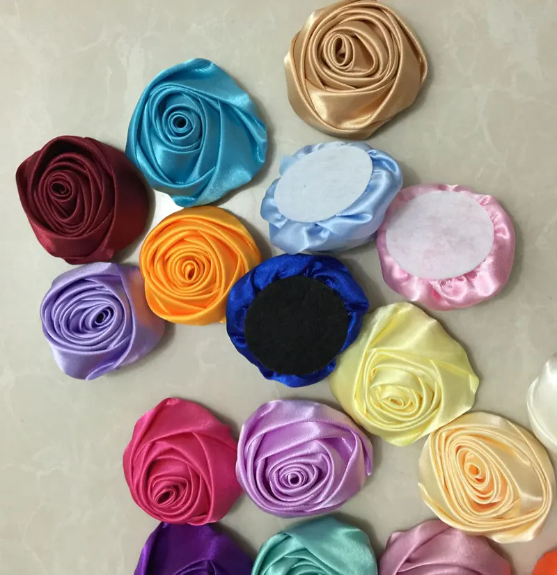 Атласные цветы розы 10 шт./лот ручная работа диаметр 5 см ткань искусственные