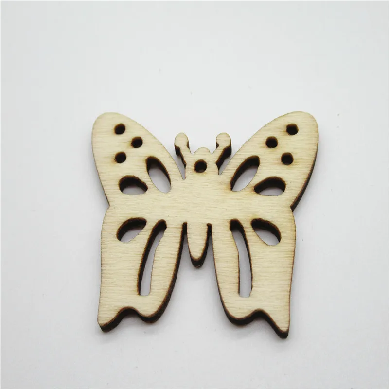 10/20pcs 50mm Natural Mix Openwork Butterfly flower Pattern wood Art Collection Craft Handmade for Home decoration diy Q48 | Дом и сад