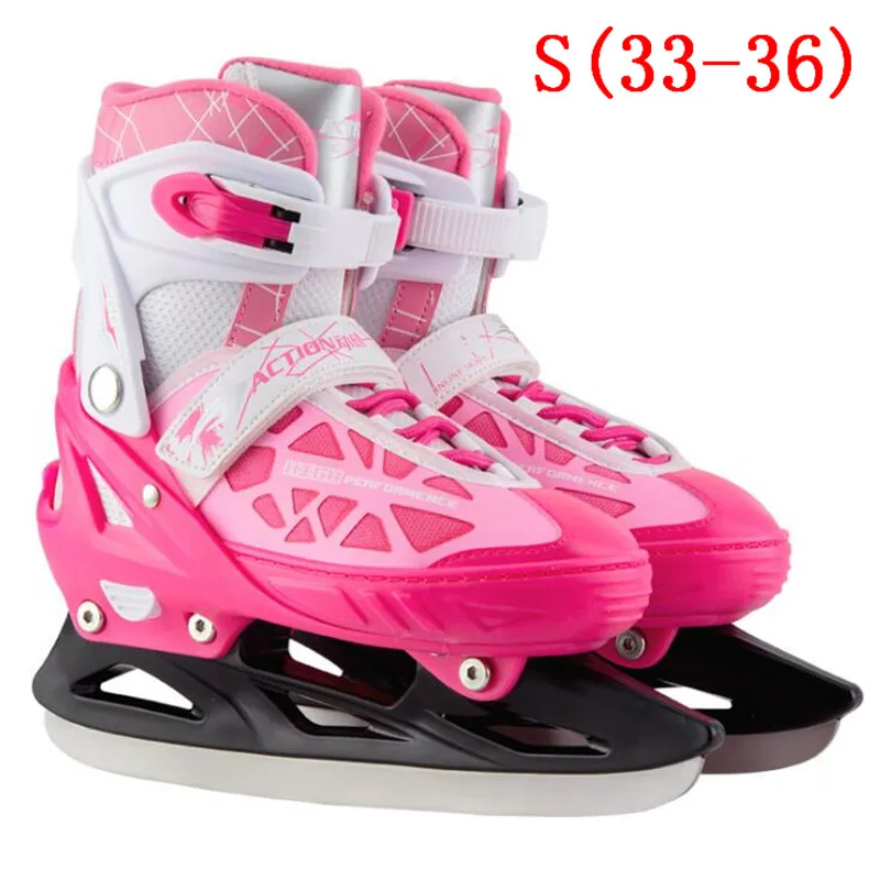 short blade S pink Professional Ice обувь для Скейтборда для взрослых детей скорость конькобежный спорт обувь короткие/длинные трек лезвие нож Хоккей обувь - Цвет: short blade S pink