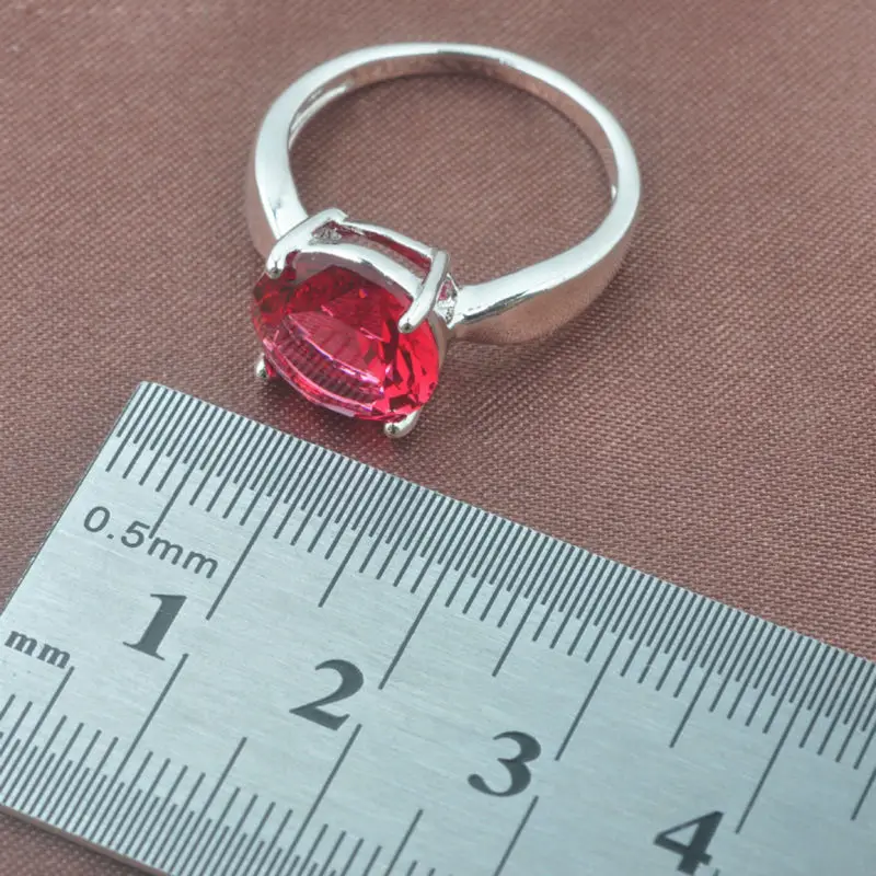 Женские открытые туфли Красного цвета циркония круглые запонки серебренные