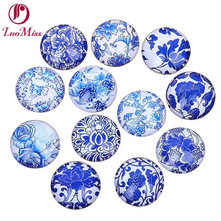 24 шт. круглые стеклянные кабошоны и колпачки с рисунком китайской керамики 16 мм |