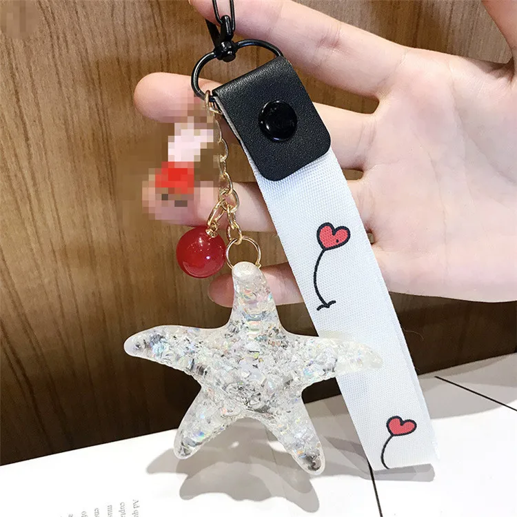 Горячая новинка мультфильм морской мир Морская звезда жемчужная оболочка брелок для ключей Хрустальная подвеска автомобильная сумка для ключей подвеска Женский подарок - Цвет: keychain 6