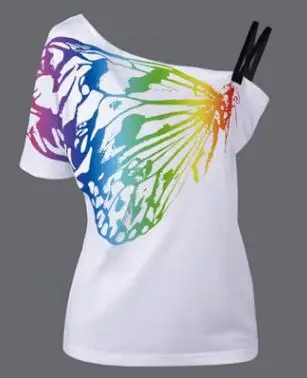 Блузка рубашка плюс размер бабочка один с плечом Сексуальная короткий рукав