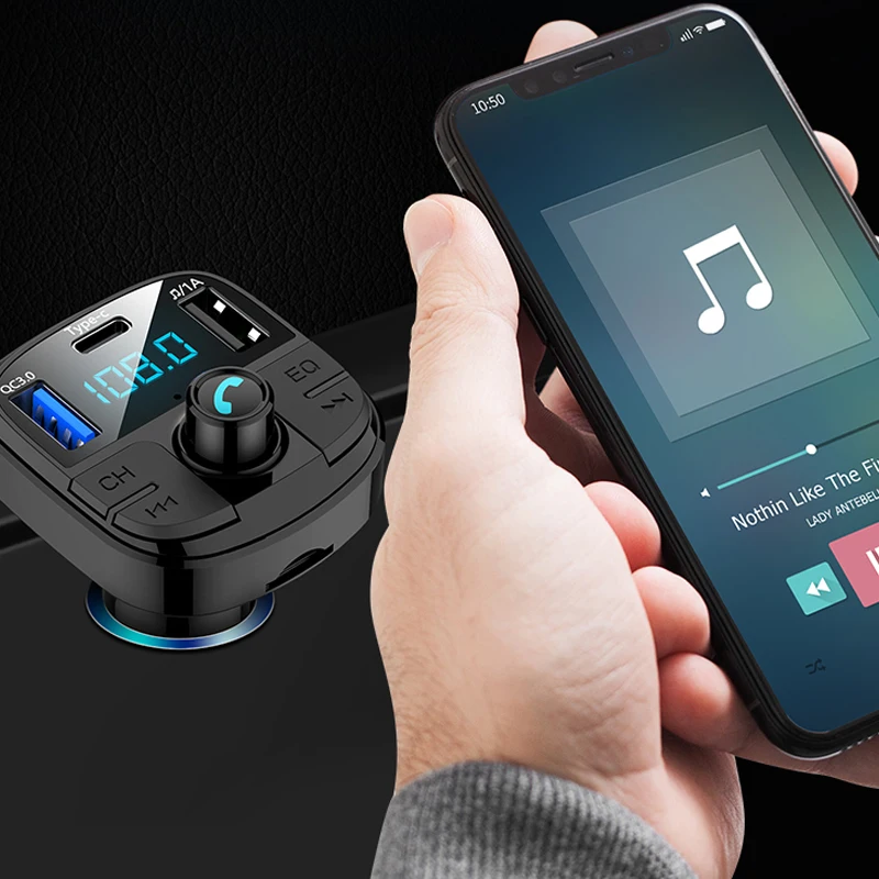 VR robot Bluetooth Handsfree Car Kit Wireless FM Transmitter EQ Audio MP3 Player With QC3.0 Quick Charge+USB Type C | Автомобили и