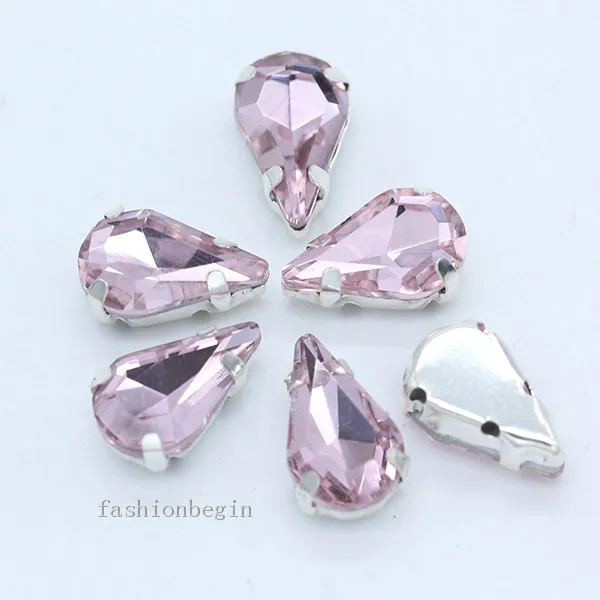 lt pink 20p 5x8 мм каплевидный Цвет Стеклянные причудливые камни Пришивные с плоской задней стороны Кристальный, серебряный, со стразами покрытием установка драгоценных камней пуговицы платье - Цвет: lt pink