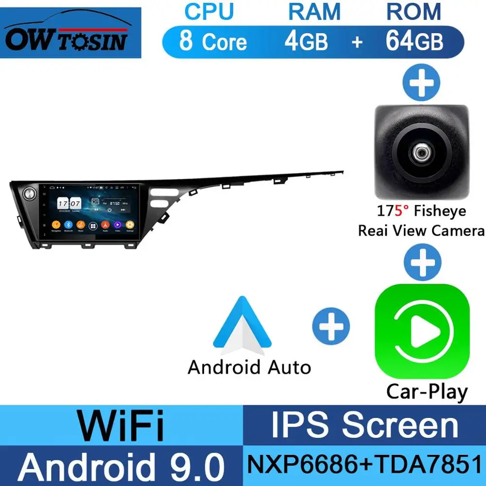 Fisheye Carplay n A 10," ips 8 ядерный 4 Гб ОЗУ 64 Гб ПЗУ Android 9,0 Автомобильный DVD Радио gps Navi для TOYOTA CAMRY DSP CarPlay Parrot BT стерео - Цвет: Fisheye Carplay n A
