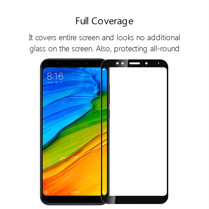 Полностью покрывающее закаленное Стекло на для Xiaomi Redmi Note 5 Pro чехол телефона