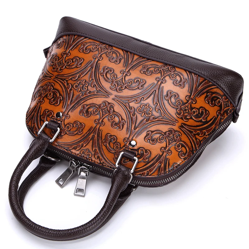 Женская сумка мессенджер винтажная из натуральной кожи с тиснением|handbag new|vintage