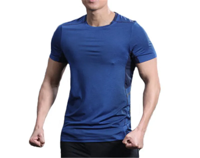 color blue WOLFONROAD, летние мужские быстросохнущие спортивные футболки, футболки для бега, фитнеса, тренажерного зала, для улицы, для пеших прогулок, горных футболок, для кемпинга, альпинизма, тройники - Цвет: color blue