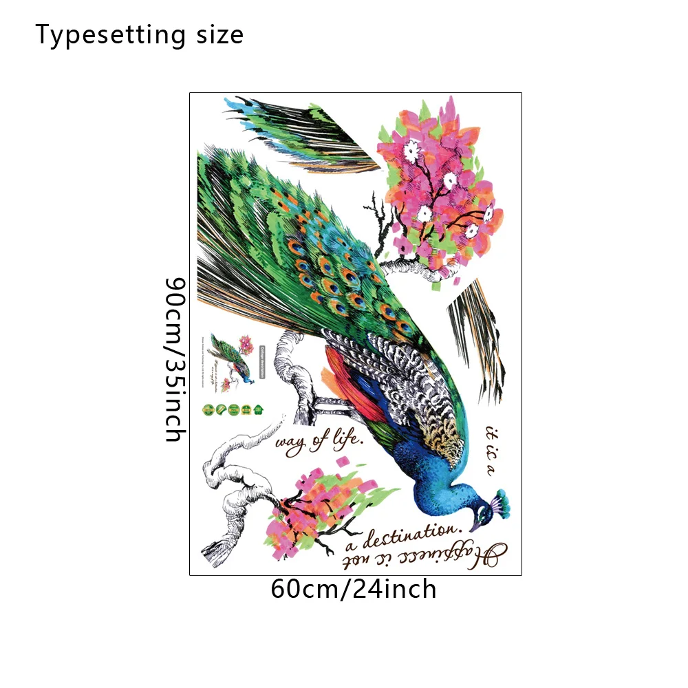 Павлин DIY Съемный Спальня гостиная кафе офис Декор наклейка росписи