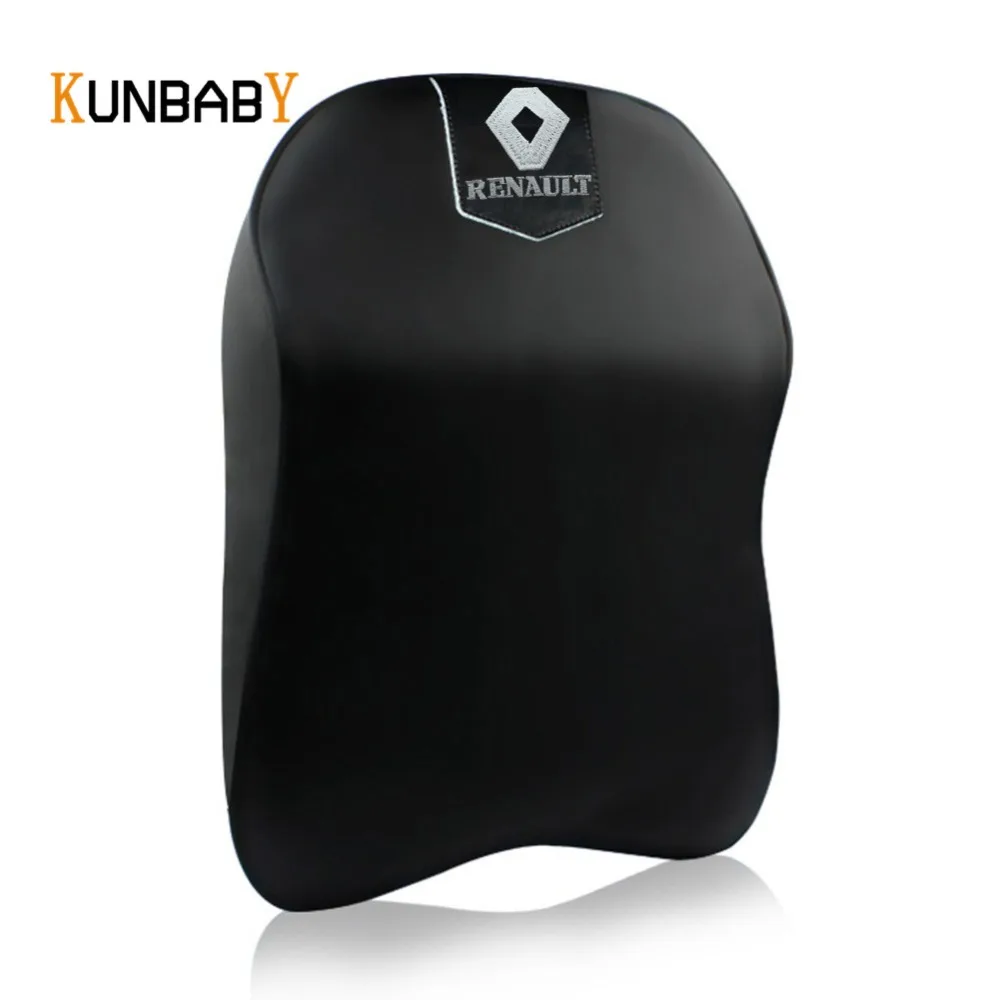 KUNBABY, 1 шт., кожаная Автомобильная подушка для шеи с эффектом памяти, автомобильный чехол на подголовник, поддерживающий чехол для Renault Emblem Captur Duster Megane 2 3