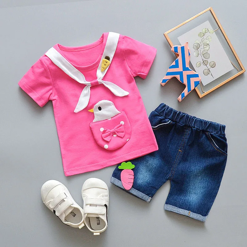 Новый летний комплект одежды для девочек детская одежда модная с героями