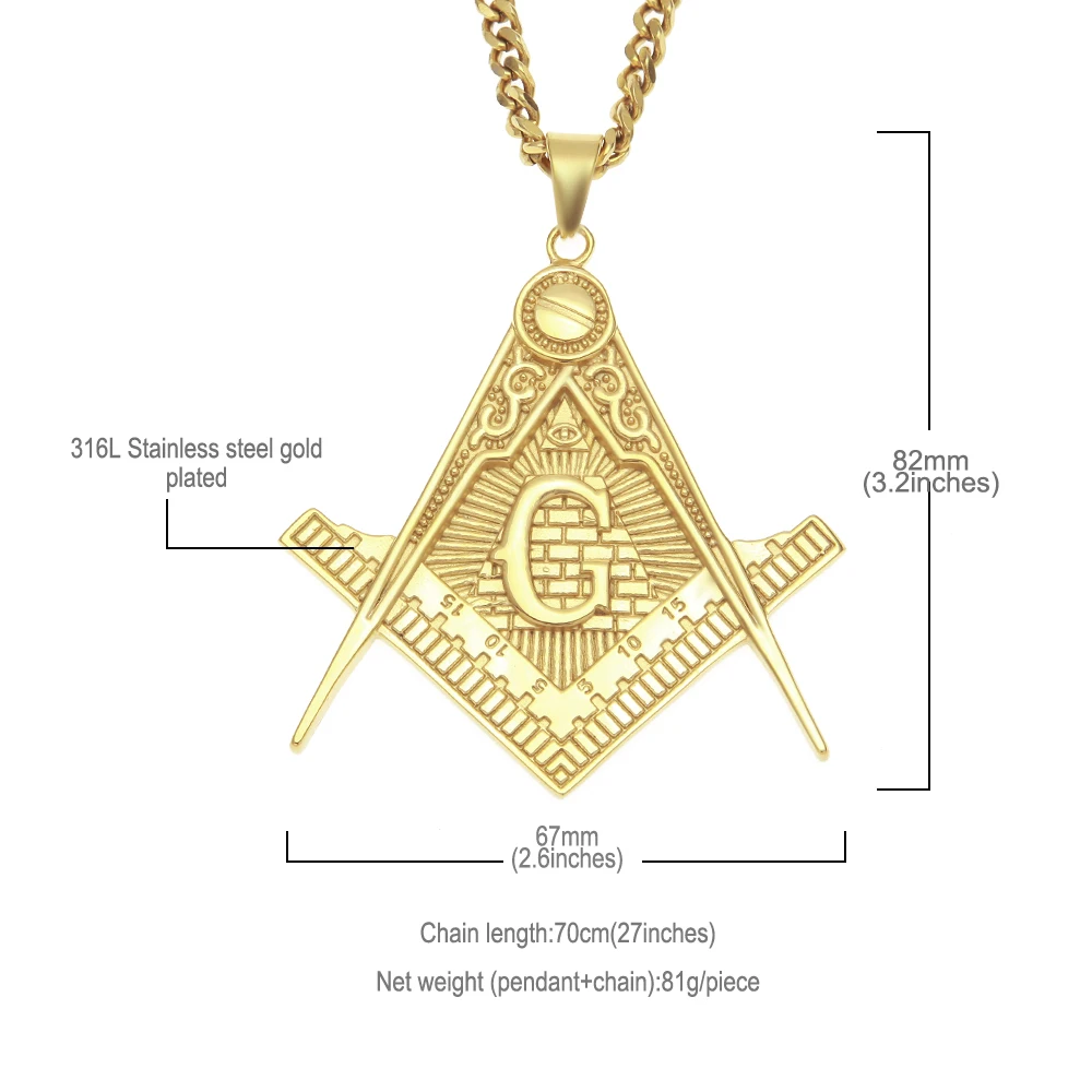 Масоном Цепочки и ожерелья Подвески мужские золотые Цвет теист Модные украшения