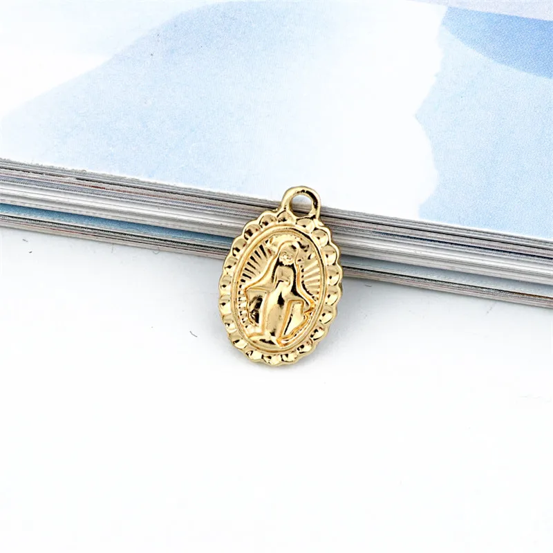 gold Maria -03 5 шт., религиозная монета Марии, портрет, серебро, золото, подвески, металлические фурнитура, маленькие серьги, браслет, ожерелье, подвеска, ювелирное изделие, C134 - Окраска металла: gold Maria -03