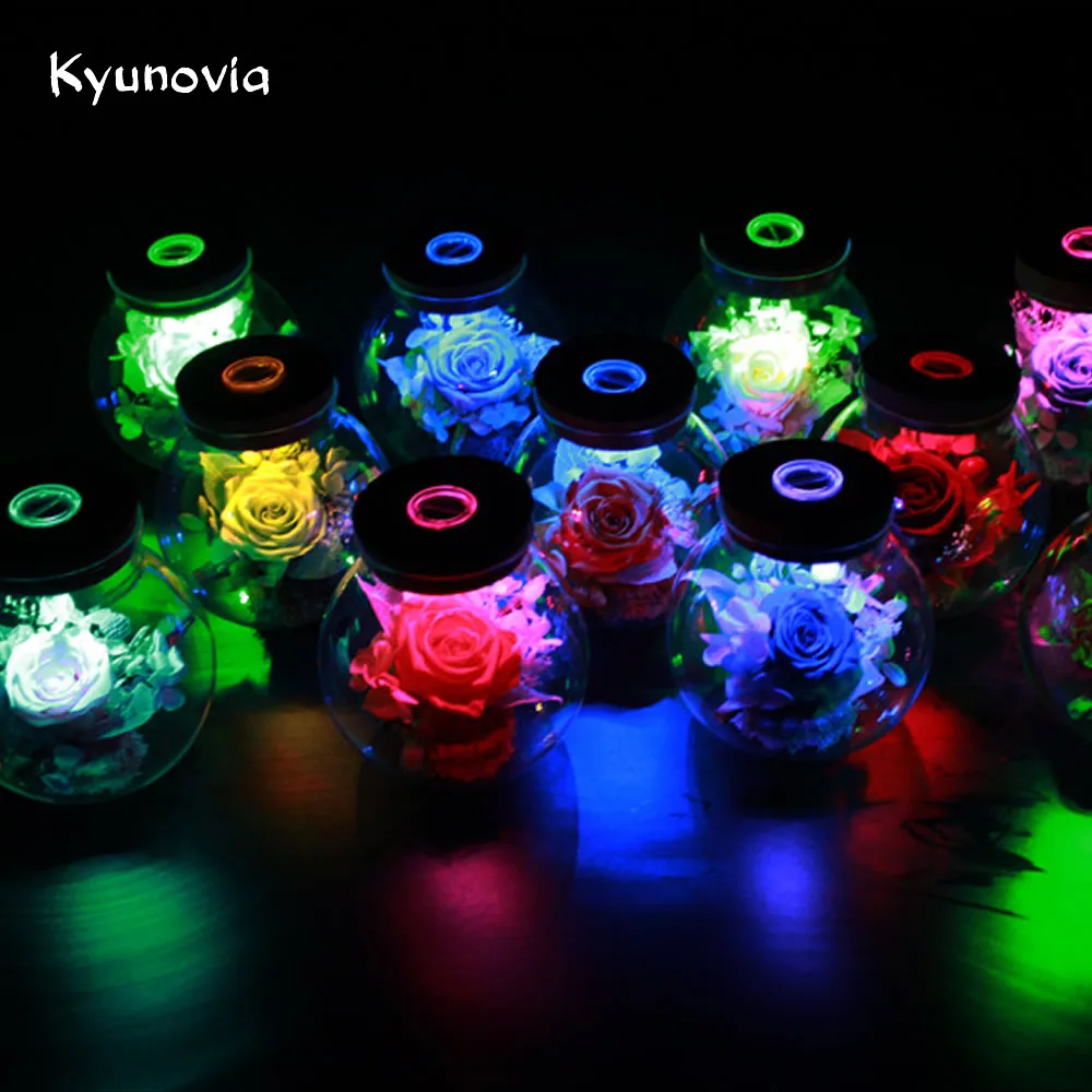 Стеклянная крышка для Дня Святого Валентина Kyunovia свежая роза ночное освещение