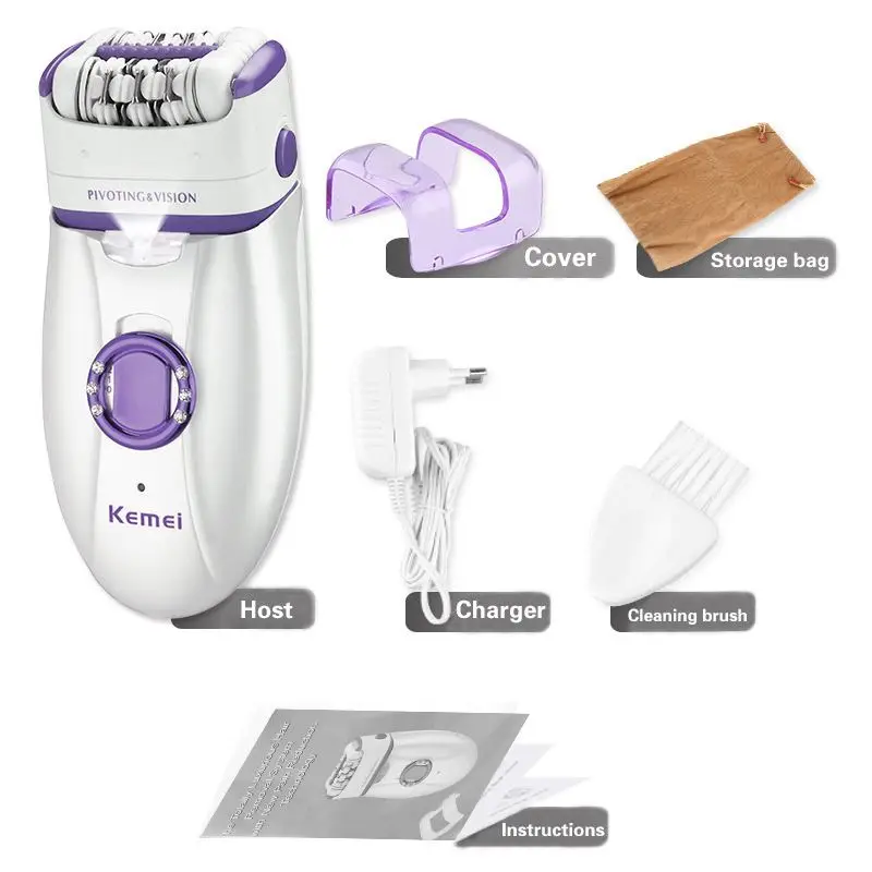 Женский Электрический эпилятор Kemei 2 в 1 перезаряжаемая Бритва для удаления волос