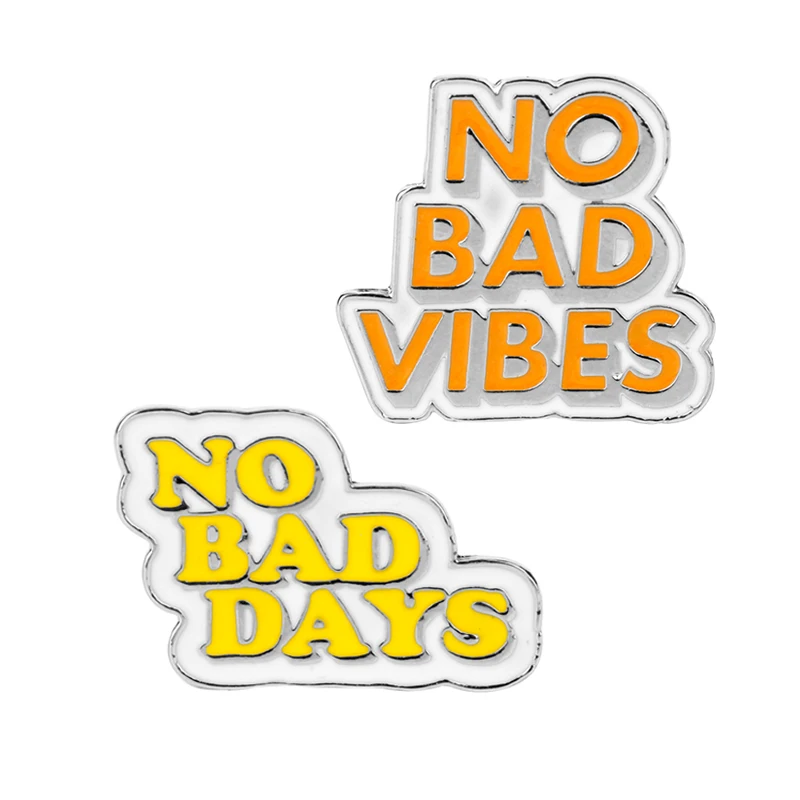 Вдохновляющие Мультяшные буквы с цитатами брошка на лацканы NO BAD VIBES DAYS эмалевые