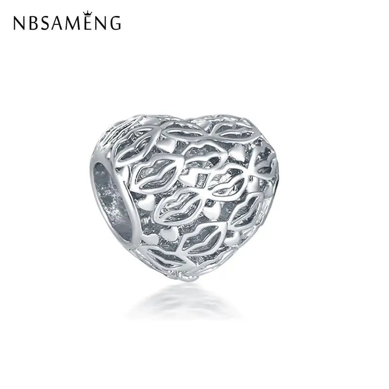 Новинка бесплатная доставка Посеребренная бусина роза поцелуй ваше сердце шарм