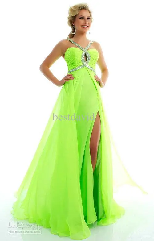 Wholesale New style/Hot Sale Sexy with Beading High Split Chiffon Prom/Party/Evening dresses custom!!D-10 | Свадьбы и торжества