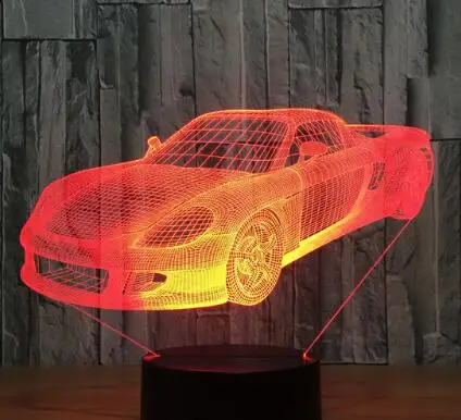 Car 3 Мульти выбор крутой спортивный автомобиль авто 3D Ночник Новинка 7 цветов меняющийся светодиодный настольный светильник 3D иллюзия лампы для мальчиков подарки - Испускаемый цвет: Car 3