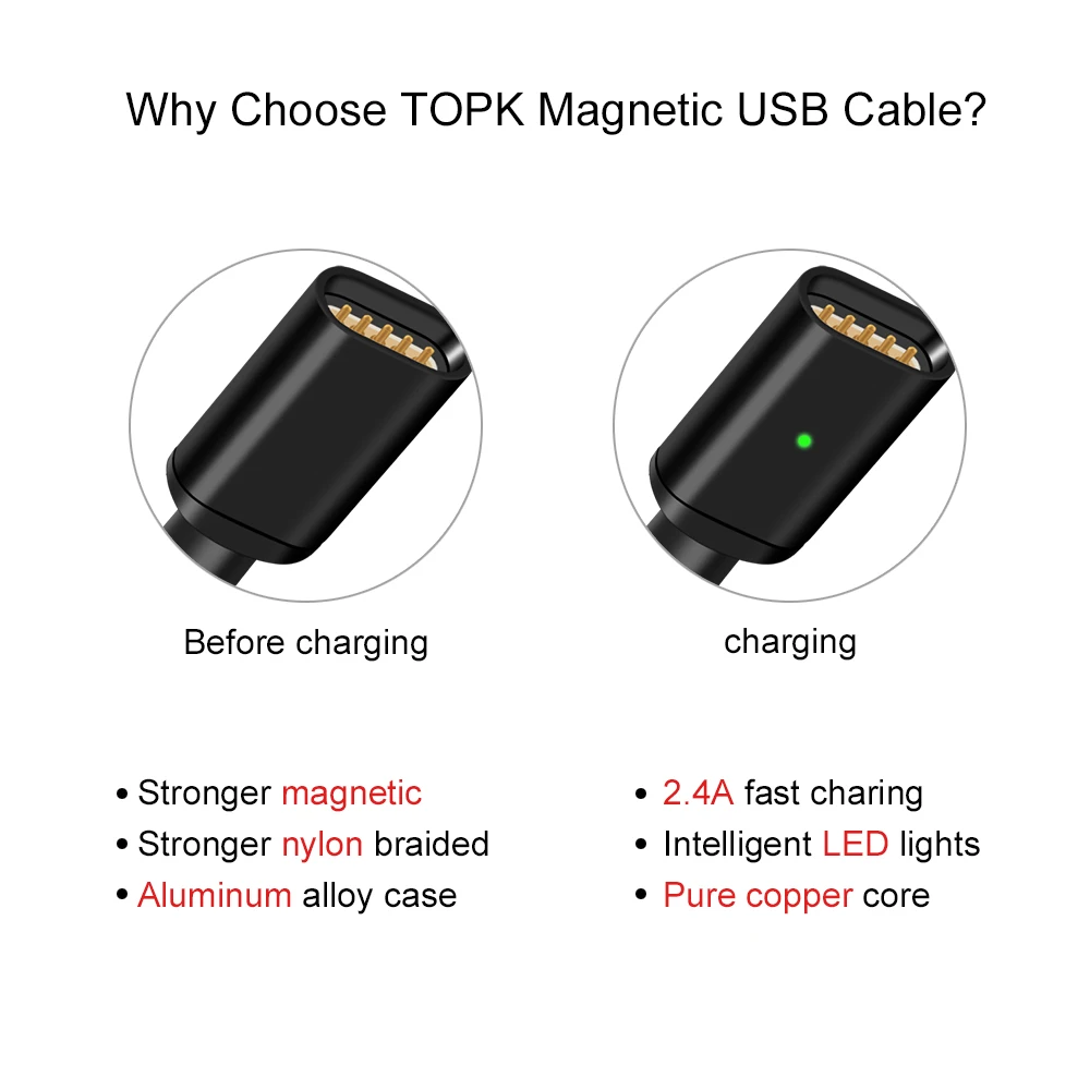 Магнитный кабель OLAF Micro usb type C адаптер для быстрой зарядки телефона Microusb