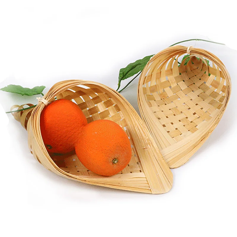 Woven Bamboo Basket Snack Plate Sushi Tray French Fries Handmade Creative Dessert Conch Hotel Tableware Food 2pcs | Дом и сад