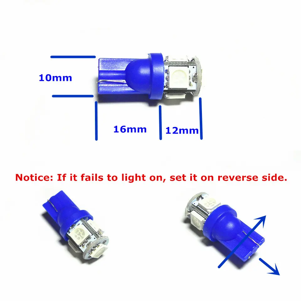 Светодиодсветодиодный автомобильная лампа синего цвета 24 В T10(5*5050 SMD)W5W W2.1X9.5d для
