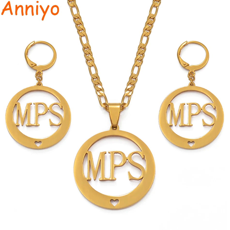 Anniyo/Сердце MPS ожерелье и серьги Ювелирные наборы для женщин золотой цвет