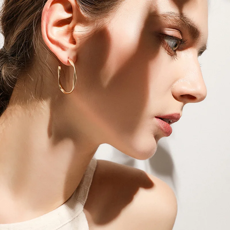 

Classic Fashion Female Earrings Alloy Matte Metal Gold Irregular Geometric Square C-shaped Semicircle Earrings Jewelry