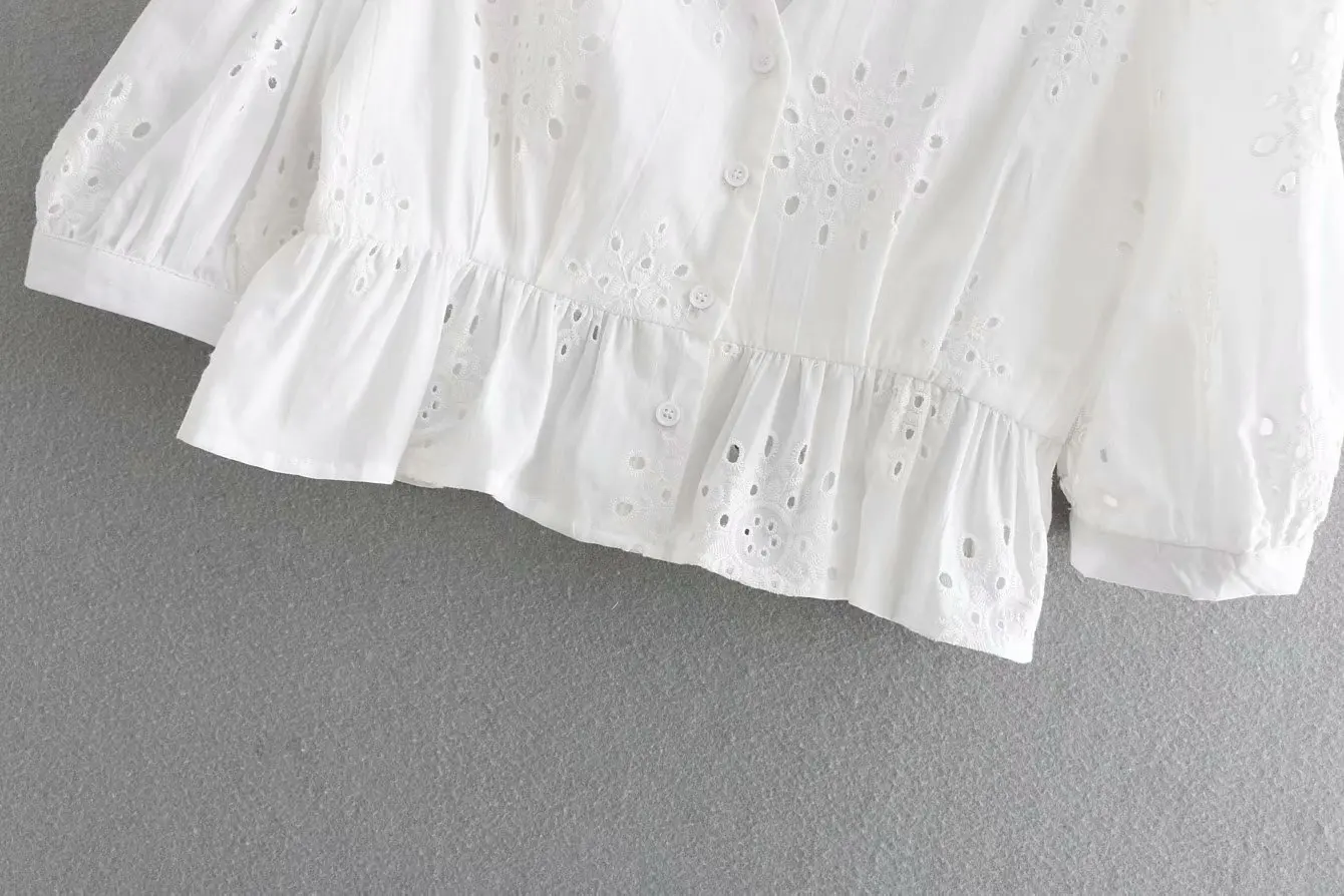 Новое поступление Европейская и американская мода вышитая рубашка на пуговицах