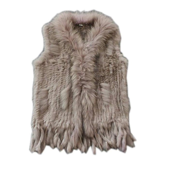 Chaleco de piel de conejo de punto auténtico para mujer, chaqueta de piel de mapache, de invierno, estilo harppihop, novedad