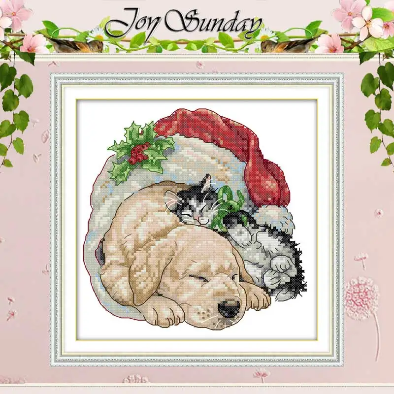 

Christmas cat and dog counted Cross Stitch 11CT 14CT Cross Stitch Set Wholesale DIY Cross-stitch Kit Embroidery Needlework