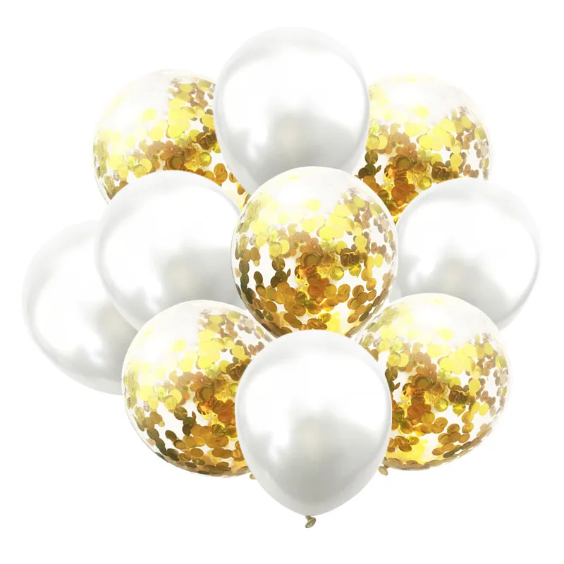 white gold 10 шт., голубые, розовые, золотые конфетти, латексные шары, 12 дюймов, вечерние шары для детского дня рождения, свадьбы, украшения - Цвет: white gold