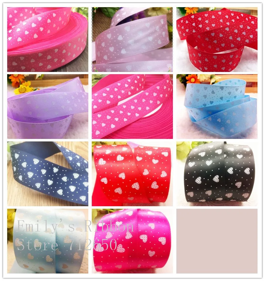 Лента атласная с принтом влюбленных сердец 1-1/2 дюйма |