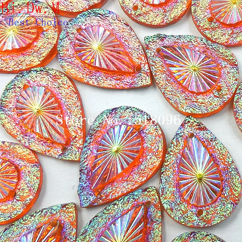 Полимерные камни россыпью Стразы оранжевого и розового цветов искусственные