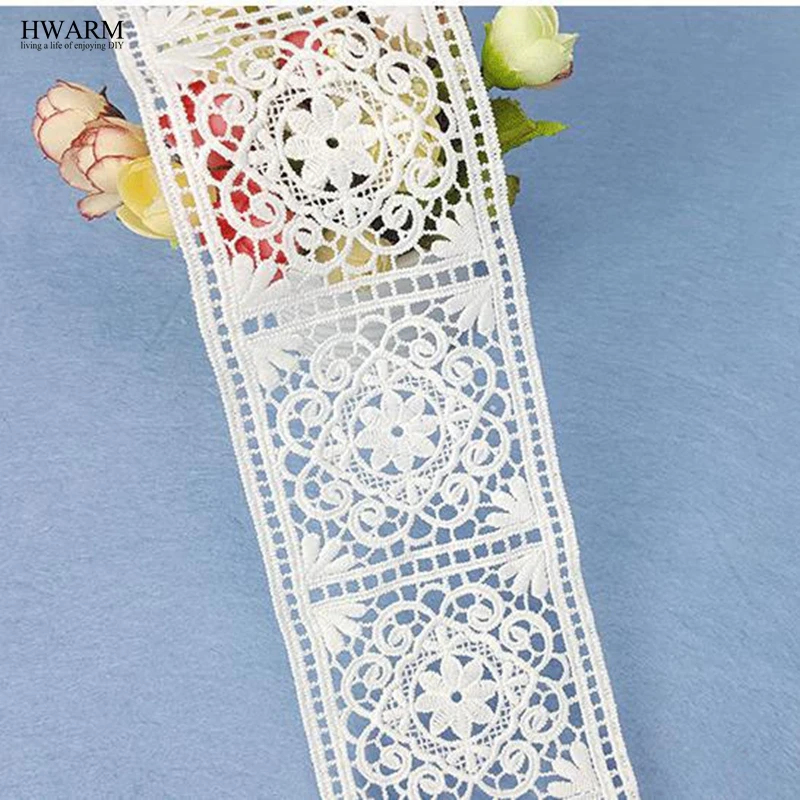 

4yard white african lace fabric trim wedding decoration New high-quality white water-soluble lace hot-selling hollow milk silk