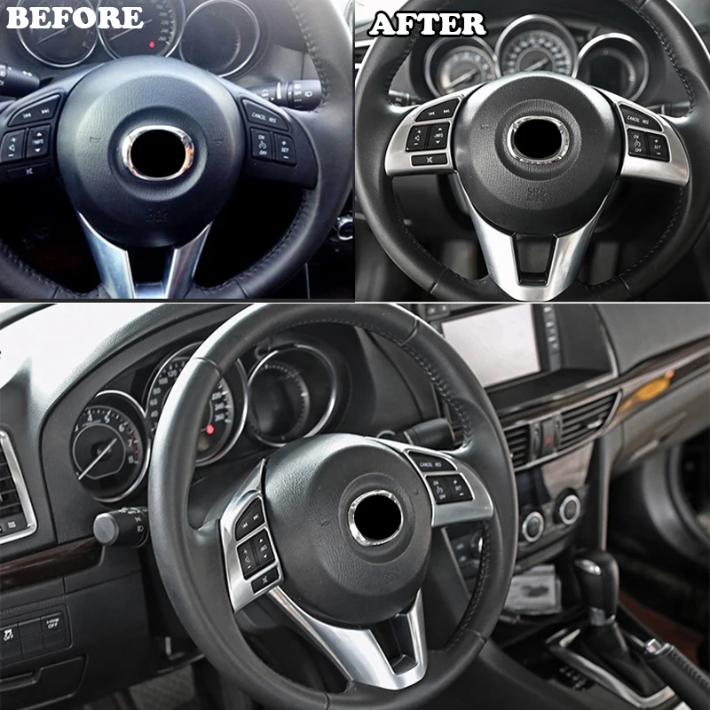 Подходит для Mazda 3 M3 Axela 2014 2015 2016 хромированная внутренняя панель рулевого колеса