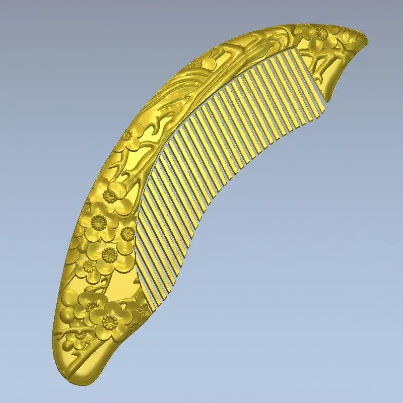 Расческа с цветком сливы 3d модель рельеф для ЧПУ в формате STL 3D станка ЧПУ|for cnc|comb