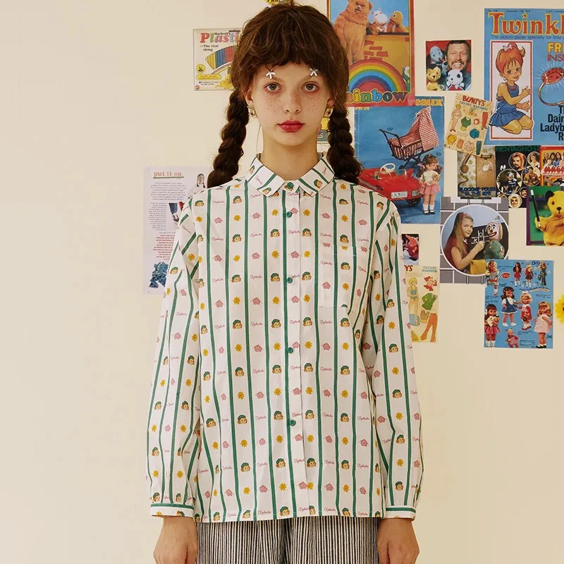 2018 сезон осень Новый дизайн Женская хлопковая блуза с отложным воротником и