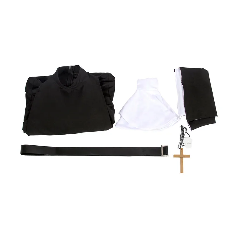 

New Magic Scary Nun Valak Sister Irene Costume Halloween Cosplay Costume Adult Priest Cloak Hoodie Masquerade Robe