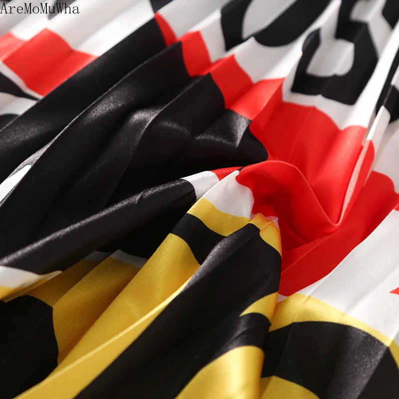 Женская плиссированная юбка с высокой талией и принтом летняя | одежда