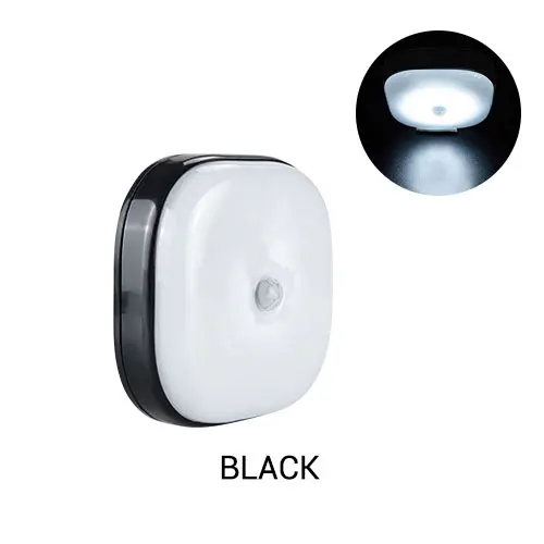 Black Shell White Беспроводной светодиодный движения PIR Сенсор Кухня шкаф светильник Батарея лампа с светильник Сенсор Bajada De Cama холодильник освещение для шкафа - Цвет: Black Shell White