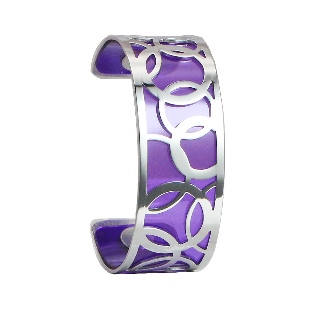 Legenstar обруч-браслет для женщин нержавеющая сталь Manchette Femme Кожа Pulseira Сменные летние ювелирные изделия - Окраска металла: 25 mm purple