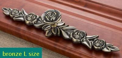 bronze L size Винтажные ручки для шкафа, пасторальная Роза, ручки для шкафа, комода, ручки для ящика, декоративные ручки, одно отверстие, размеры S, M, L - Цвет: bronze L size