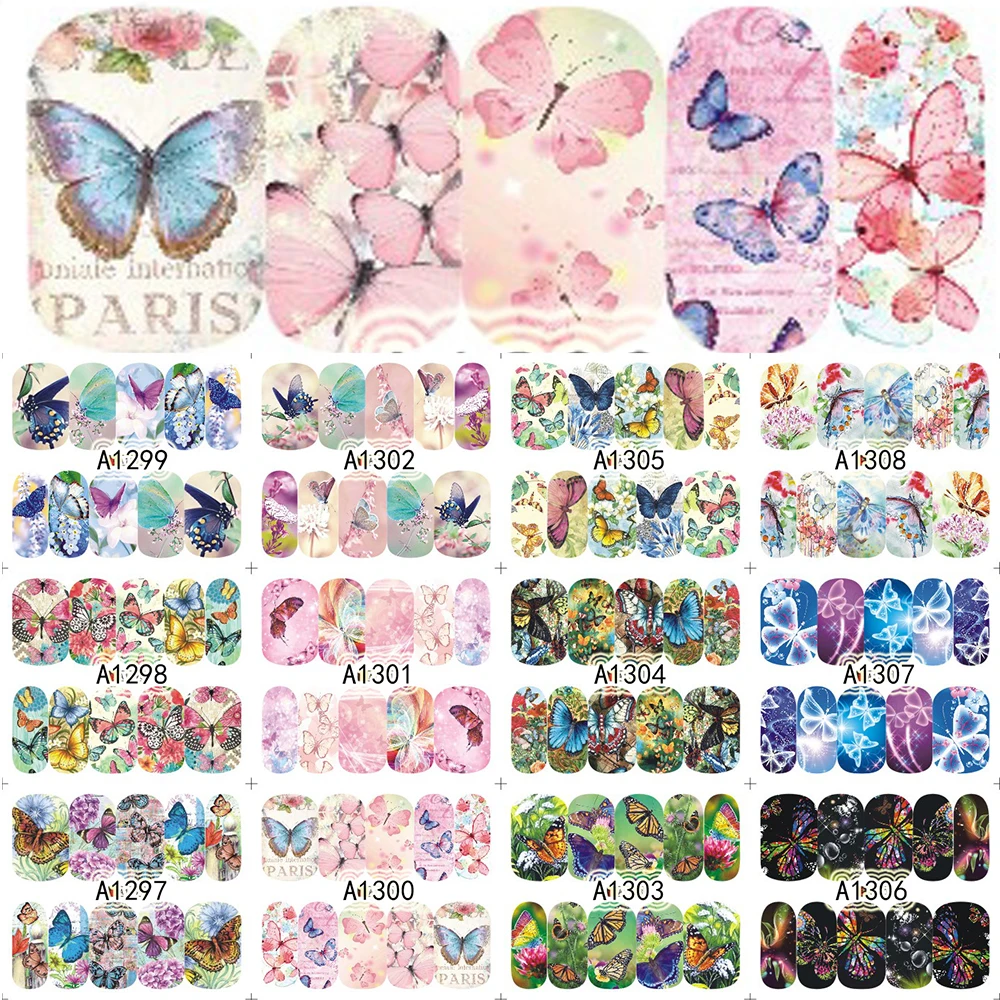 Переводные картинки для ногтей с узором в виде бабочки переводные наклейки