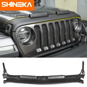 Чехол SHINEKA для автомобиля Jeep Wrangler JL 2018 + черный чехол из искусственной кожи для двигателя, защитная крышка на переднюю крышку, аксессуары для Jeep Wrangler JL