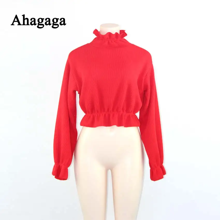 2018 Autumn Winter Sweatshirt women Casual Pullovers regular solid red Gray o-neck long sleeve Sexy Women Sweatshirts Female | Женская