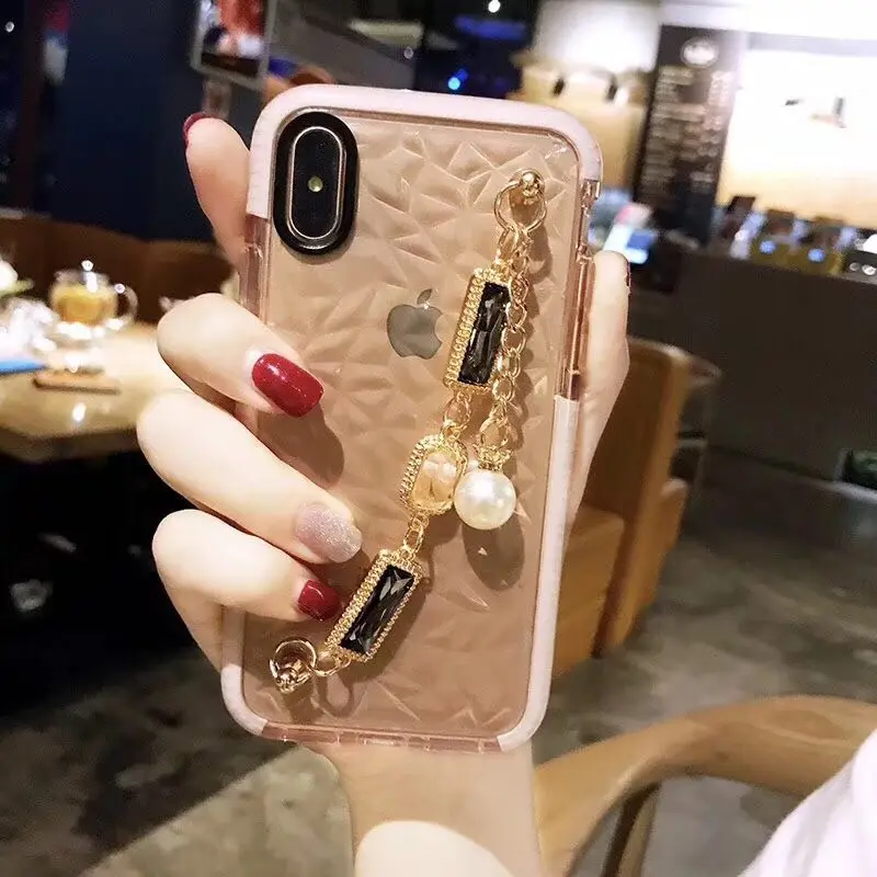 Роскошный модный браслет с бриллиантовой цепочкой мягкий чехол для телефона