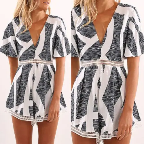 Женское повседневное хлопковое короткое летнее платье с глубоким v-образным